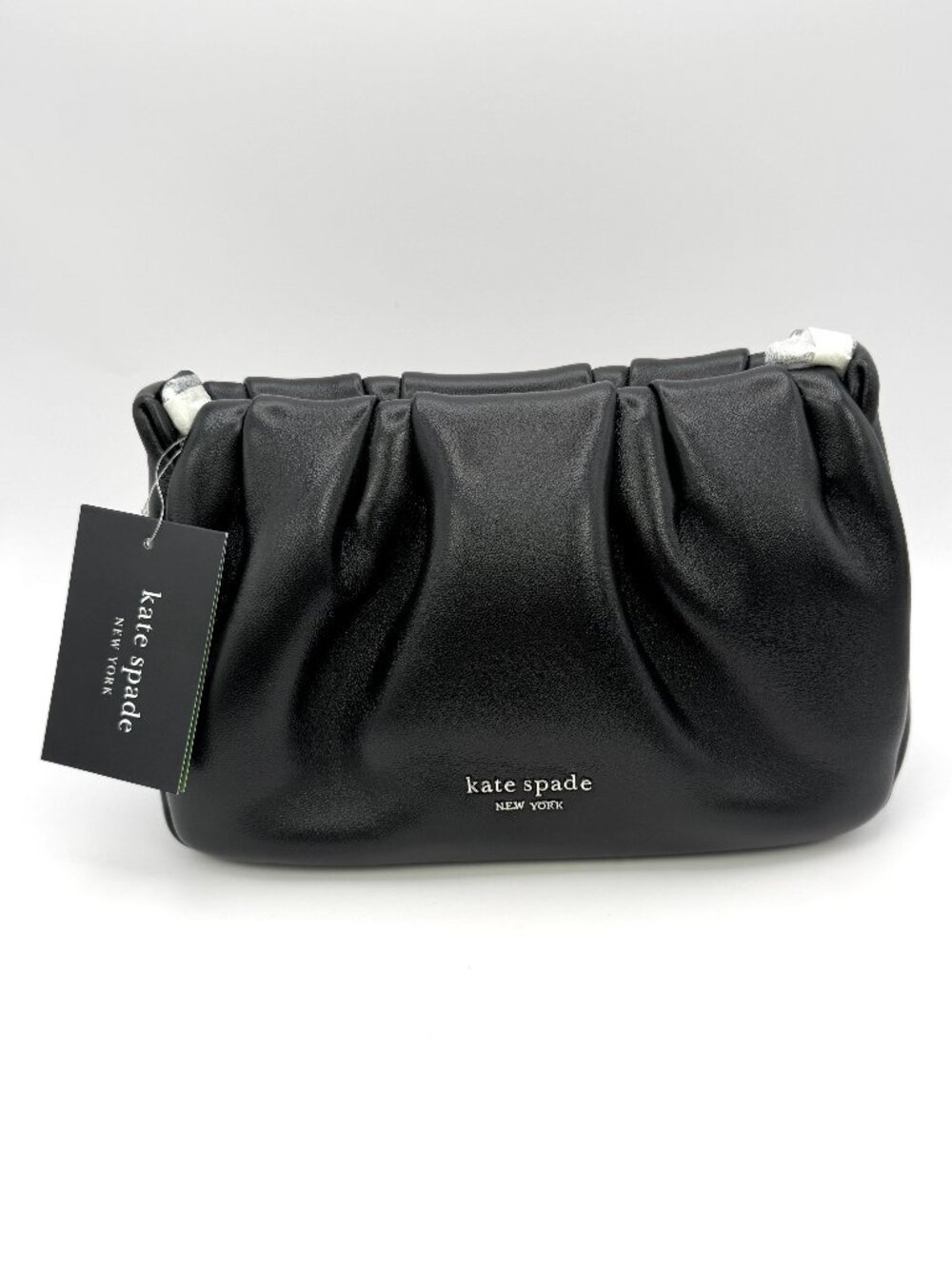 Kate Spade New York Souffle Black Smooth Leather Crossbody Bag NWT